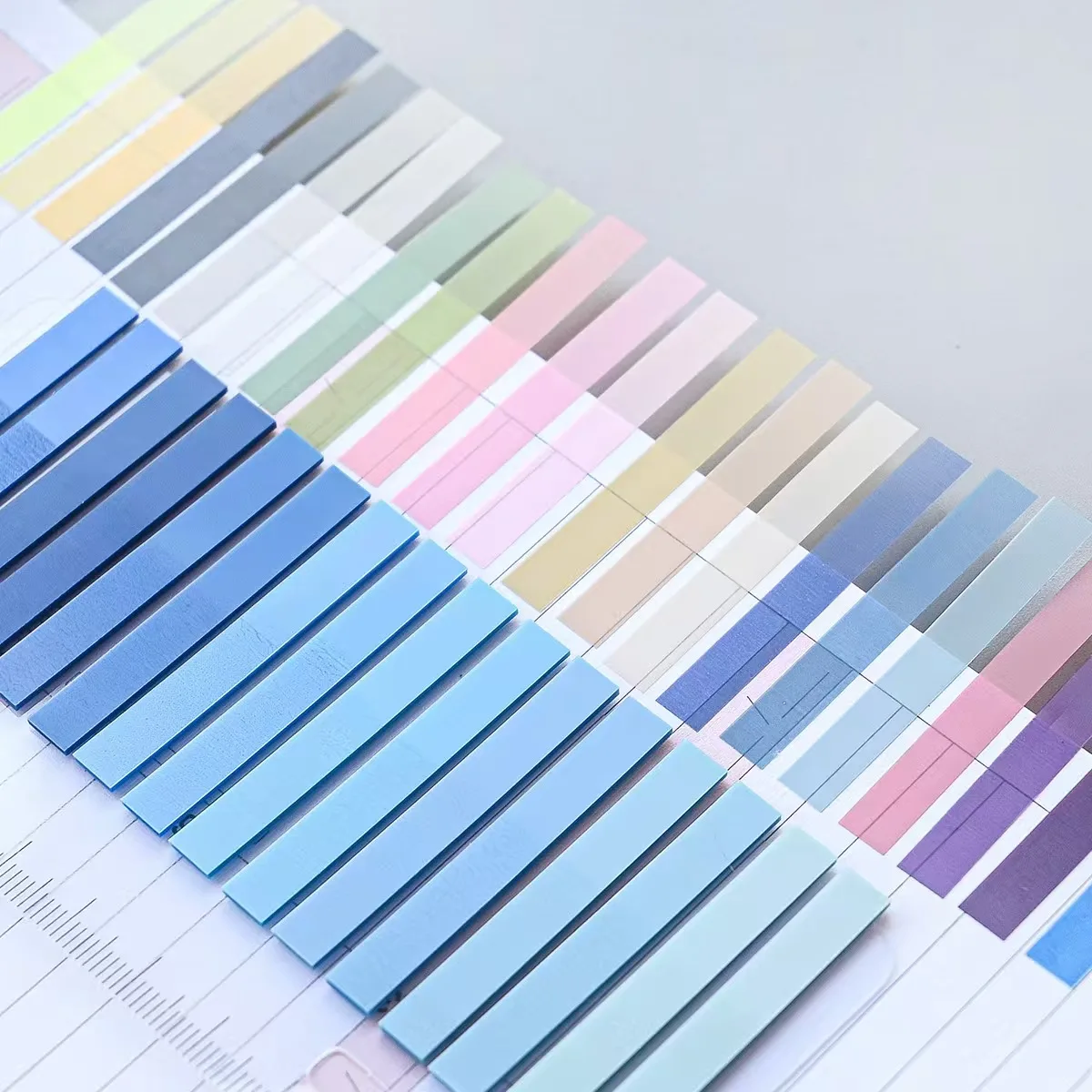 6/12 Packs Gradient Index Sticker with Ruler, Self-Adhesive Page Tabs, Colorful Sticky Notes, Writable Memo Pads for Books,Offic