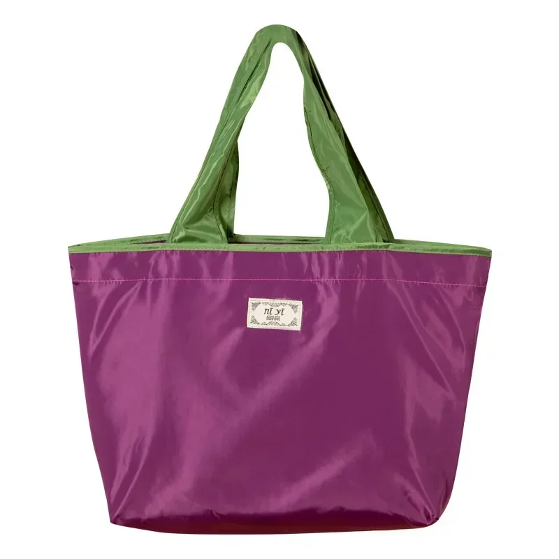 1-Pack Reusable Shopping Bag, Large Capacity Foldable Drawstring Eco-friendly Storage Bag, Casual Shopping Shoulder Bag