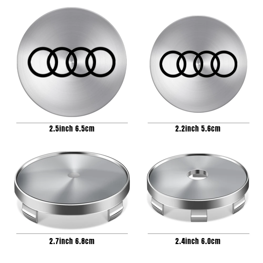 4pcs 56/65mm Car-Wheel Center Hub Stickers 60/68mm Wheel Center Hub Caps For Audi S RS A3 A4 A1 A2 Auto Decoration Accessories