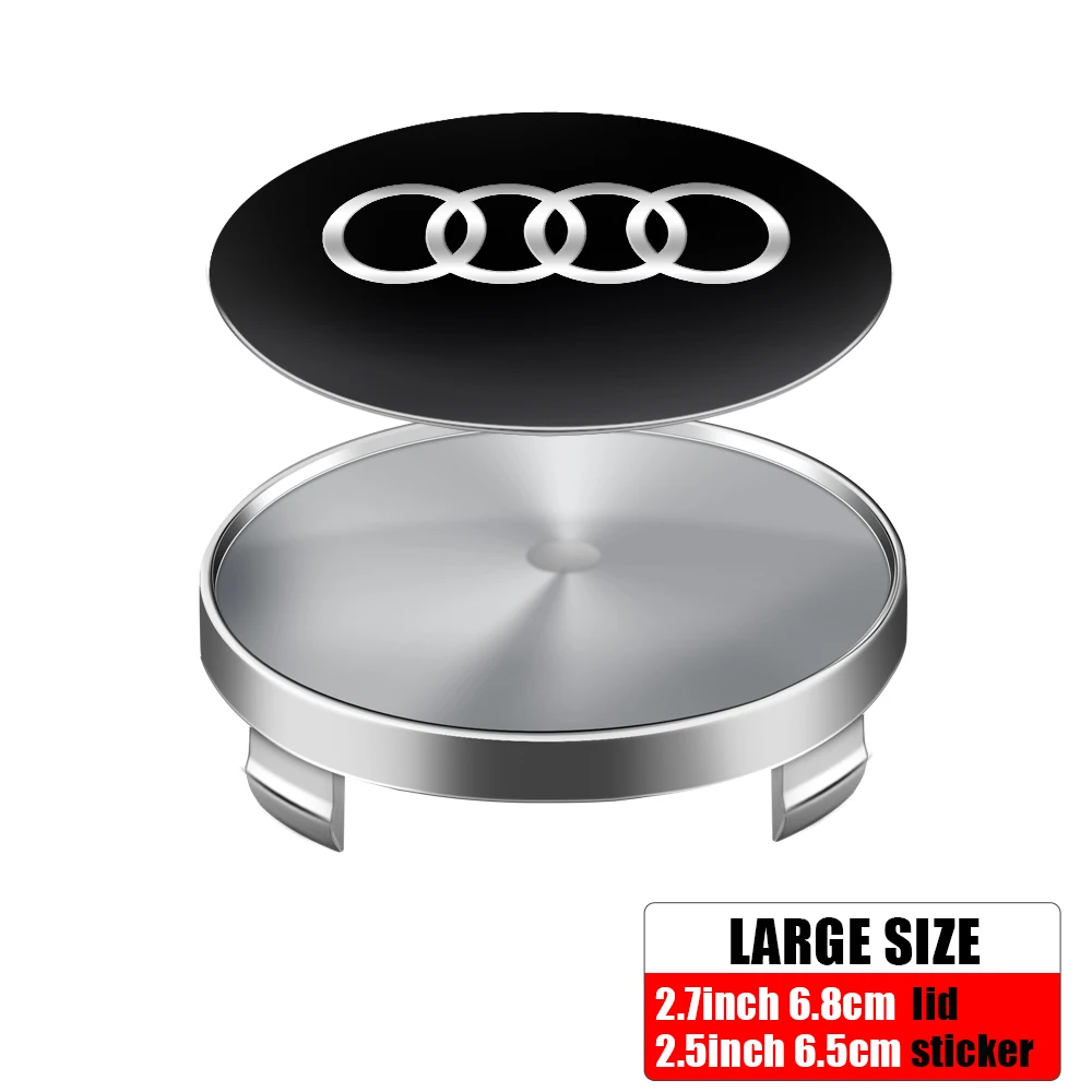4pcs 56/65mm Car-Wheel Center Hub Stickers 60/68mm Wheel Center Hub Caps For Audi S RS A3 A4 A1 A2 Auto Decoration Accessories