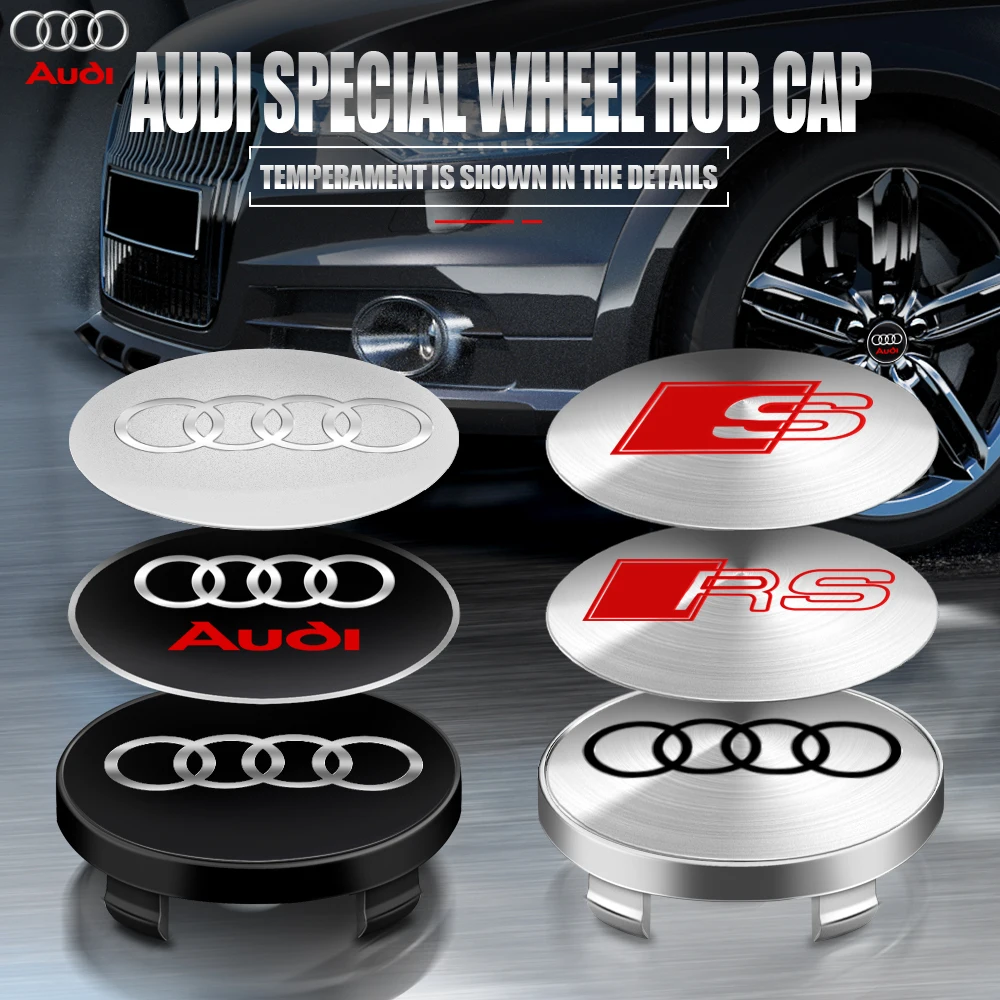 4pcs 56/65mm Car-Wheel Center Hub Stickers 60/68mm Wheel Center Hub Caps For Audi S RS A3 A4 A1 A2 Auto Decoration Accessories