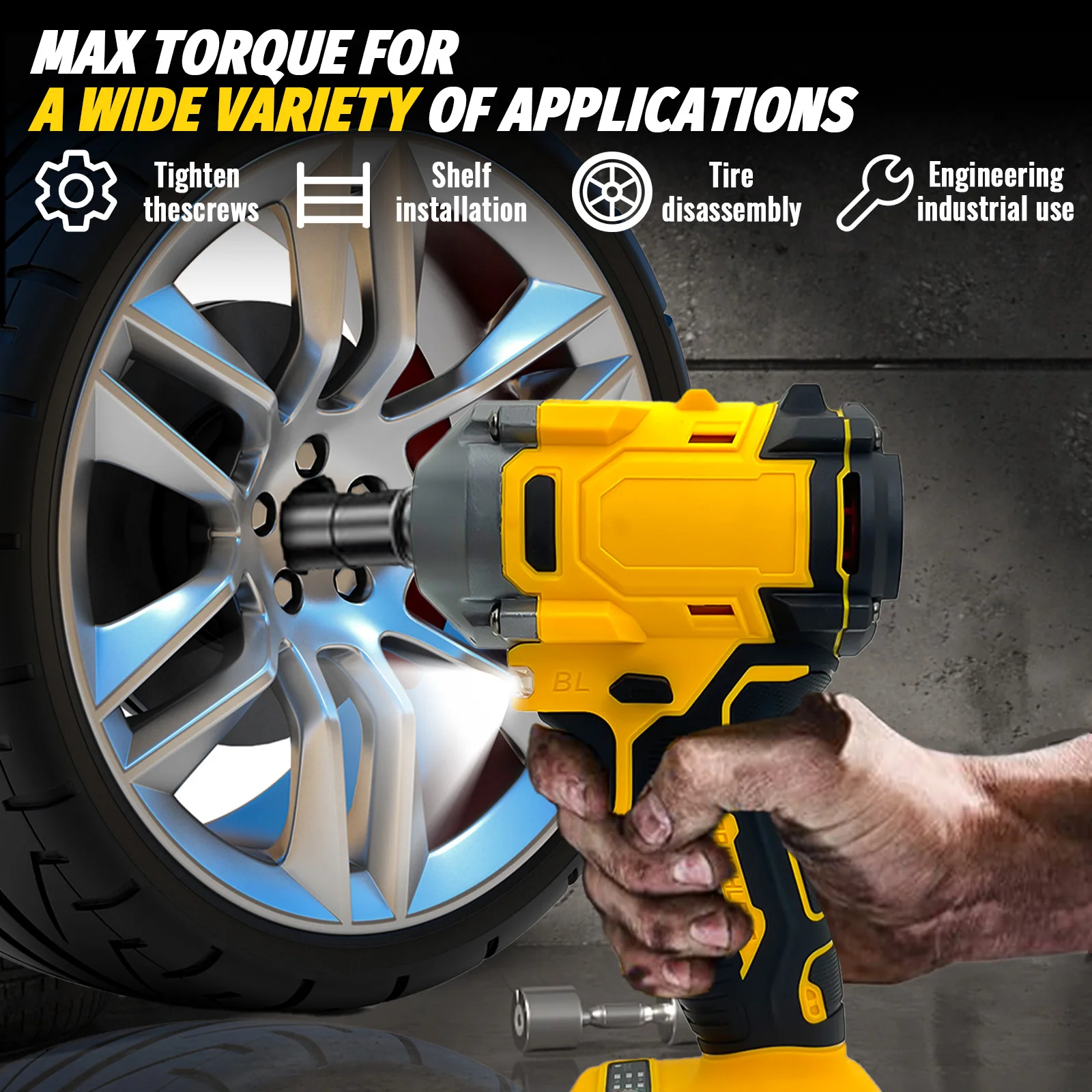 Cordless Impact Wrench Brushless Impact Gun for Dewalt 18V Battery,1/2 inch Electric Impact Driver W/18pcs Accessories Tool Only