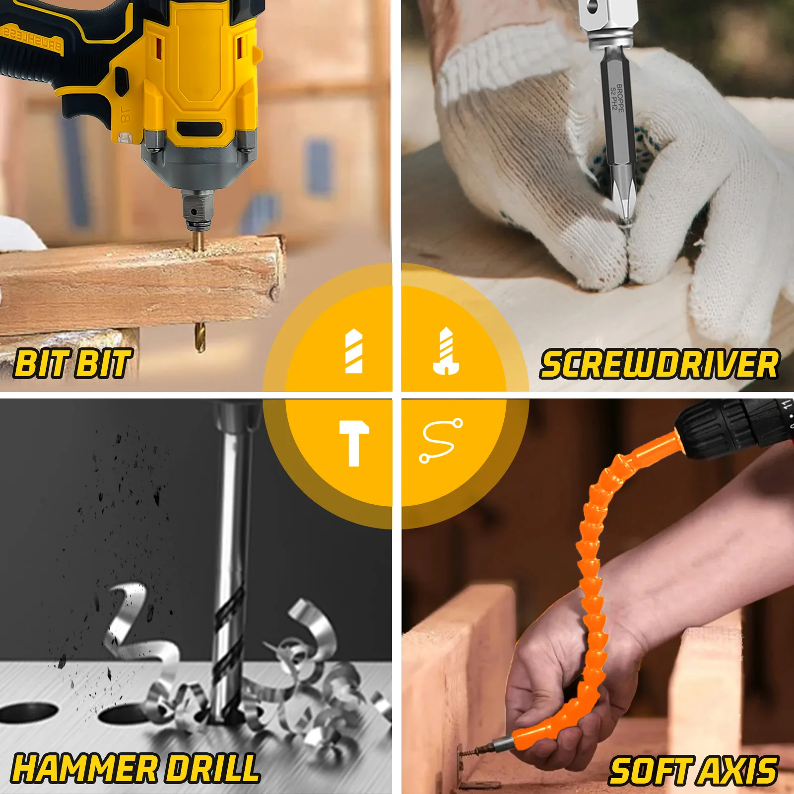 Cordless Impact Wrench Brushless Impact Gun for Dewalt 18V Battery,1/2 inch Electric Impact Driver W/18pcs Accessories Tool Only