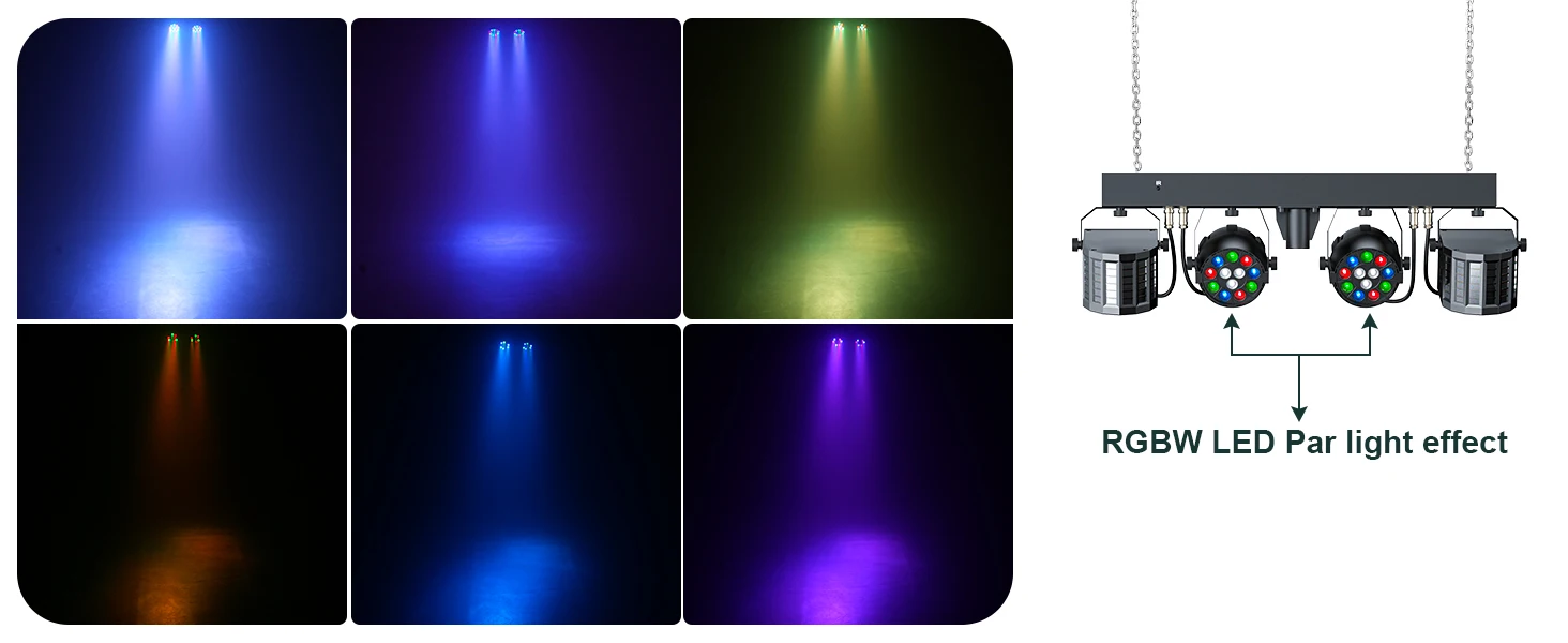 LeLeght 60W Combination Bracket Lights 3/6/15CH Suitable for Churches Concerts Weddings Birthday Parties KTV With Carry Bag