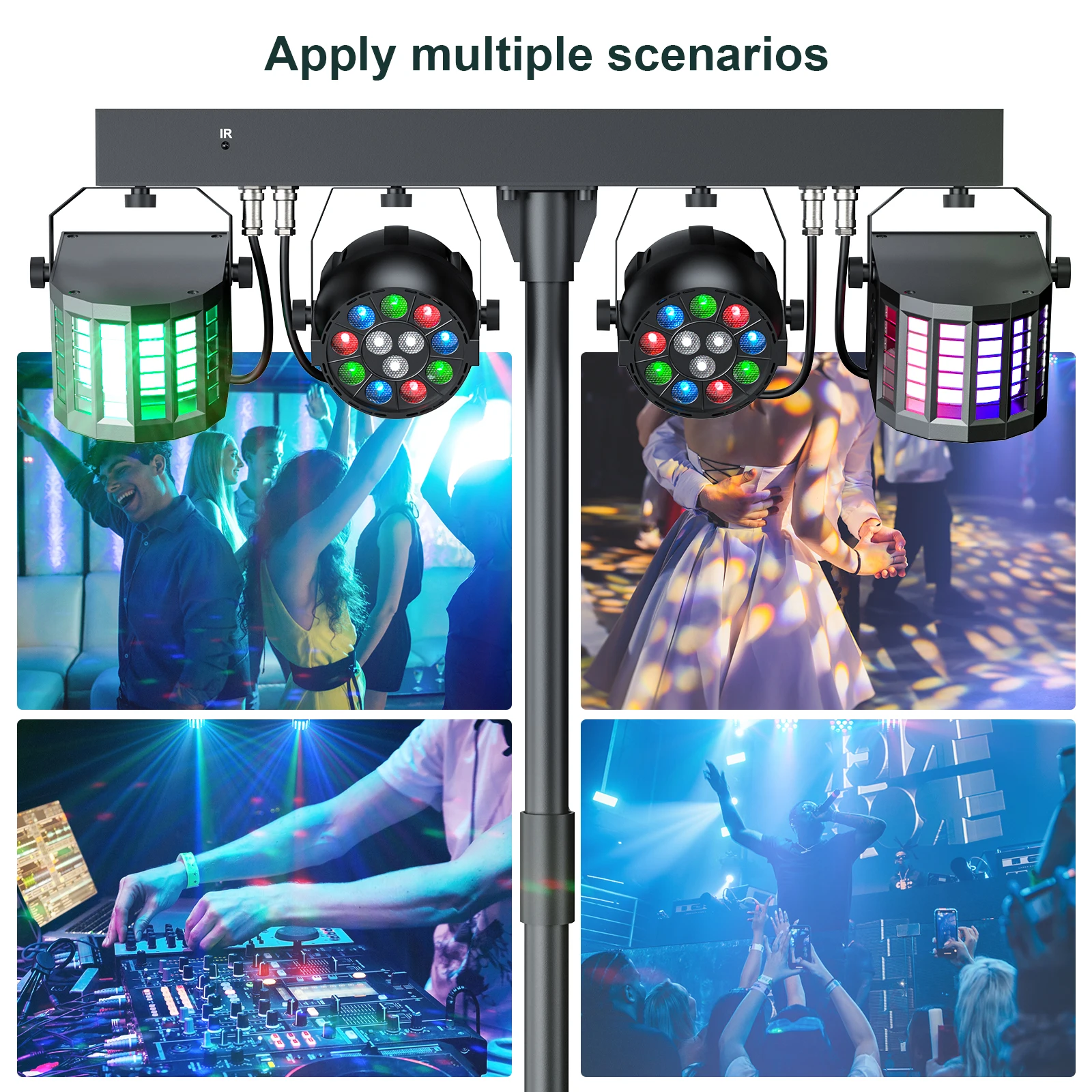 LeLeght 60W Combination Bracket Lights 3/6/15CH Suitable for Churches Concerts Weddings Birthday Parties KTV With Carry Bag