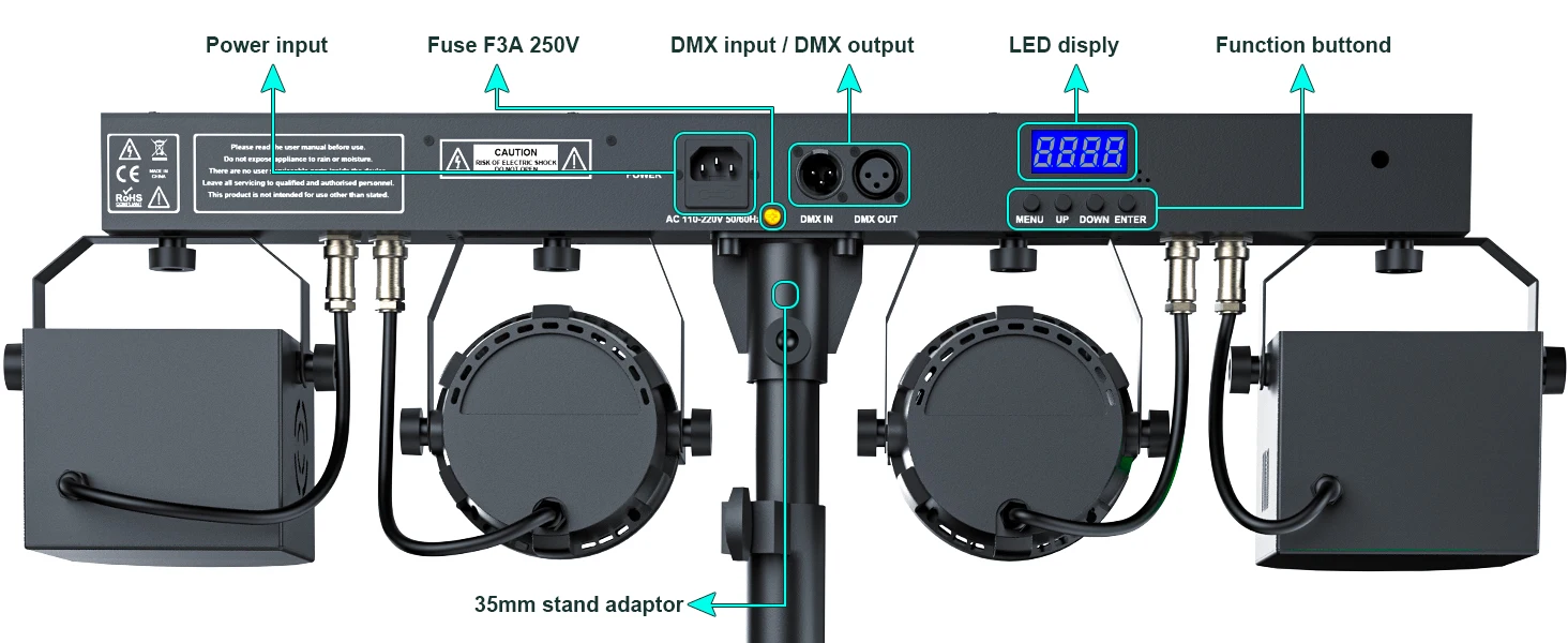 LeLeght 60W Combination Bracket Lights 3/6/15CH Suitable for Churches Concerts Weddings Birthday Parties KTV With Carry Bag