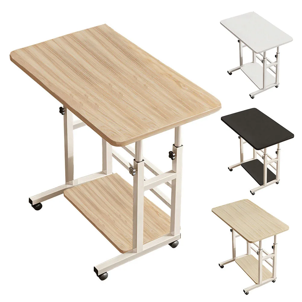 【Lifeideas】Double-Layer Office Desk Movable Bedside Computer Lazy Table with Storage Shelf Laptop White Bedroom Desk Lift Tabl