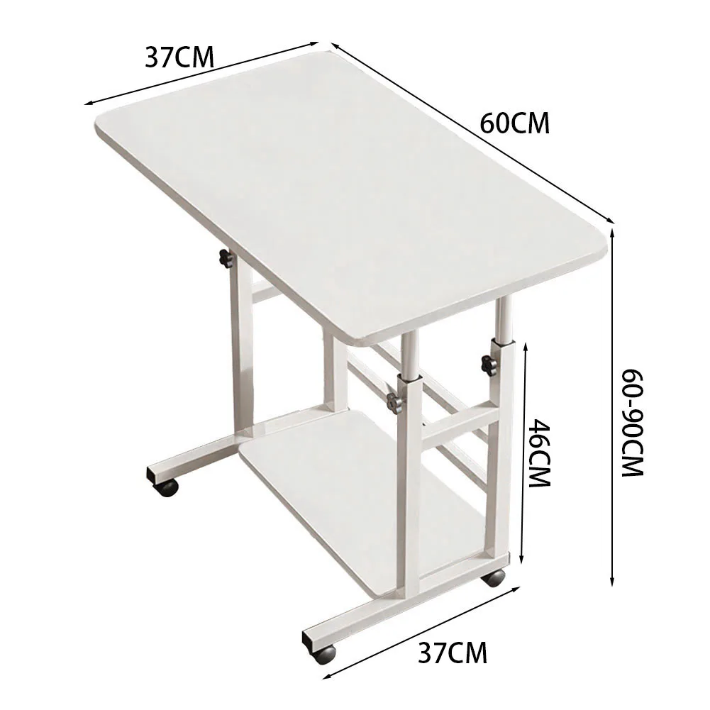 【Lifeideas】Double-Layer Office Desk Movable Bedside Computer Lazy Table with Storage Shelf Laptop White Bedroom Desk Lift Tabl