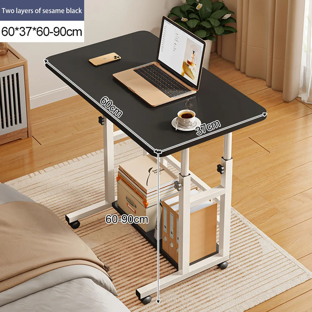 【Lifeideas】Double-Layer Office Desk Movable Bedside Computer Lazy Table with Storage Shelf Laptop White Bedroom Desk Lift Tabl