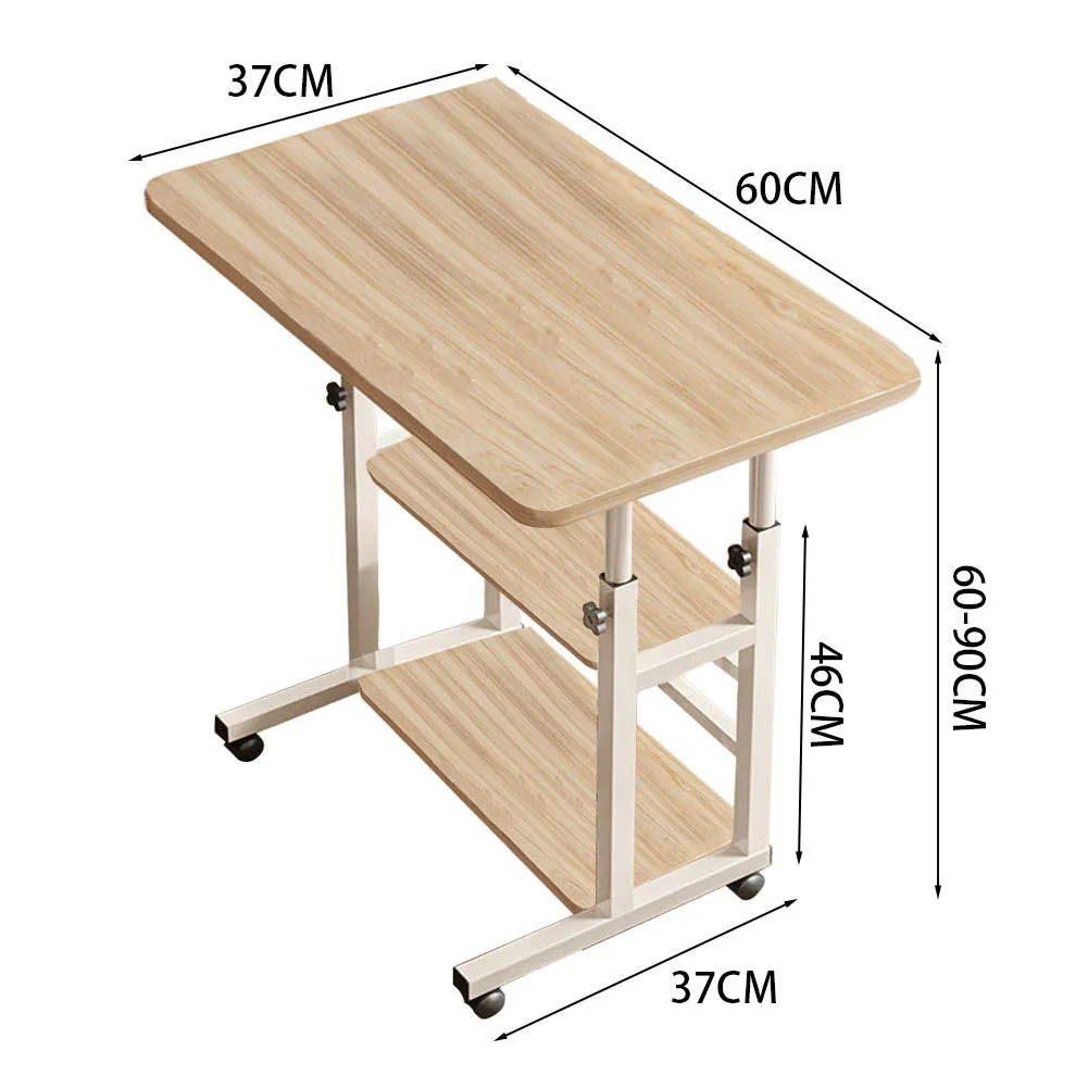 【Lifeideas】Double-Layer Office Desk Movable Bedside Computer Lazy Table with Storage Shelf Laptop White Bedroom Desk Lift Tabl