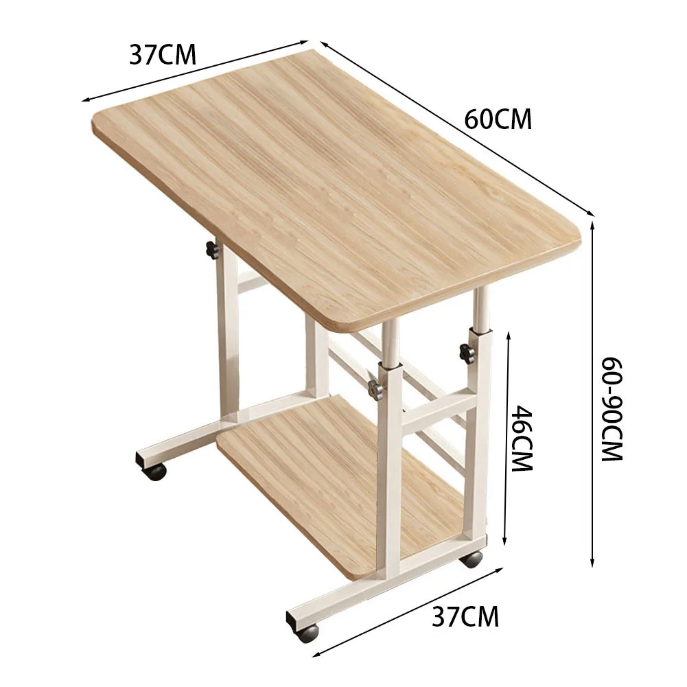 【Lifeideas】Double-Layer Office Desk Movable Bedside Computer Lazy Table with Storage Shelf Laptop White Bedroom Desk Lift Tabl