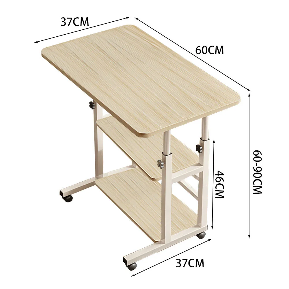 【Lifeideas】Double-Layer Office Desk Movable Bedside Computer Lazy Table with Storage Shelf Laptop White Bedroom Desk Lift Tabl
