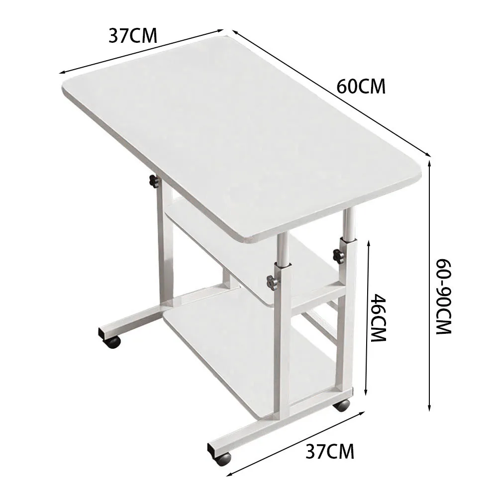 【Lifeideas】Double-Layer Office Desk Movable Bedside Computer Lazy Table with Storage Shelf Laptop White Bedroom Desk Lift Tabl