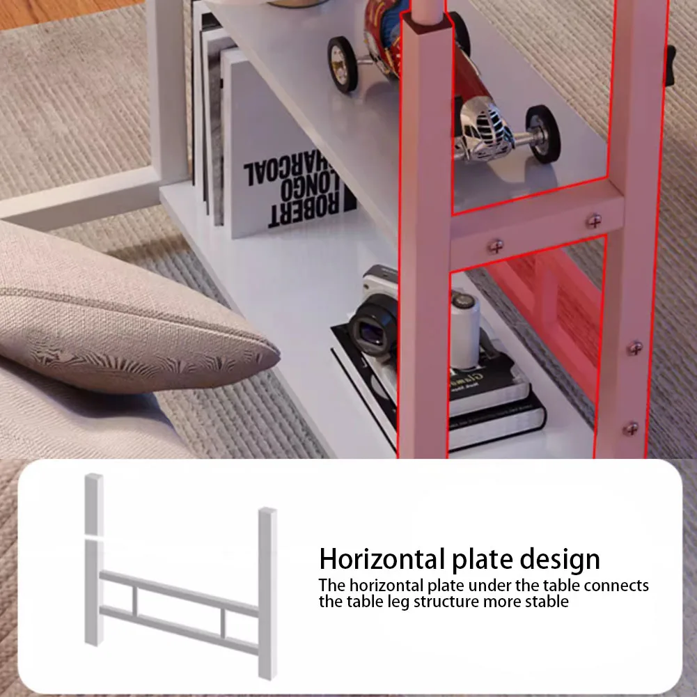 【Lifeideas】Double-Layer Office Desk Movable Bedside Computer Lazy Table with Storage Shelf Laptop White Bedroom Desk Lift Tabl