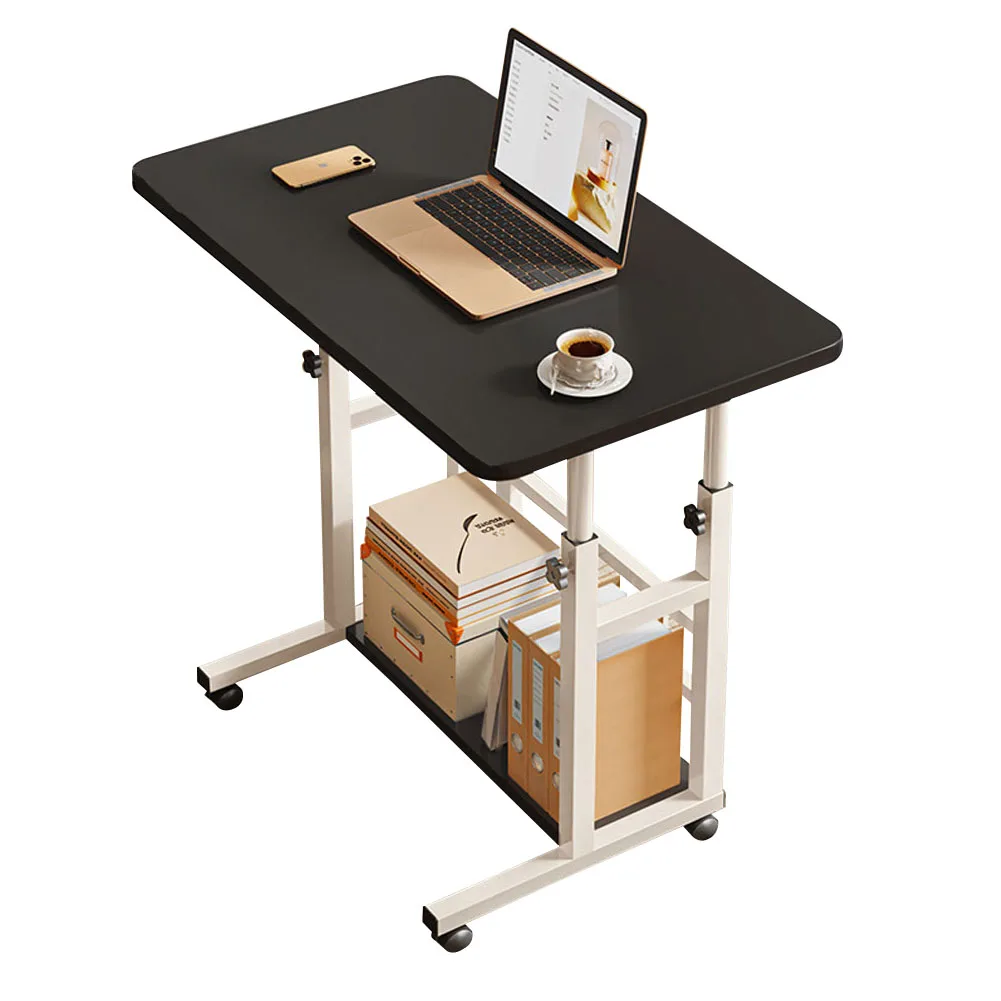 【Lifeideas】Double-Layer Office Desk Movable Bedside Computer Lazy Table with Storage Shelf Laptop White Bedroom Desk Lift Tabl