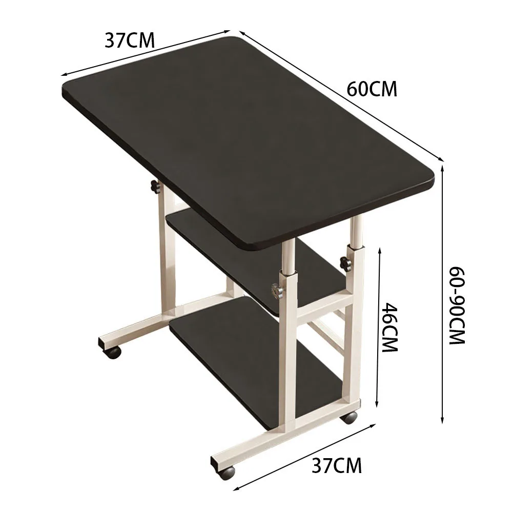 【Lifeideas】Double-Layer Office Desk Movable Bedside Computer Lazy Table with Storage Shelf Laptop White Bedroom Desk Lift Tabl