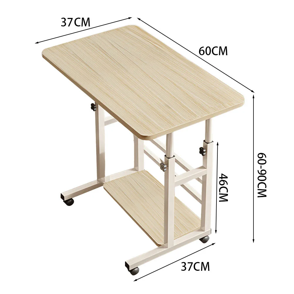 【Lifeideas】Double-Layer Office Desk Movable Bedside Computer Lazy Table with Storage Shelf Laptop White Bedroom Desk Lift Tabl