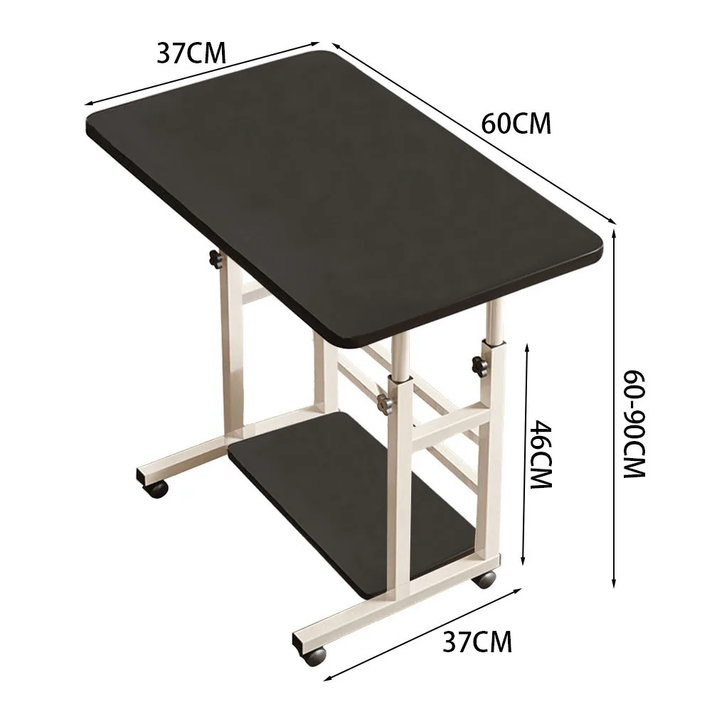 【Lifeideas】Double-Layer Office Desk Movable Bedside Computer Lazy Table with Storage Shelf Laptop White Bedroom Desk Lift Tabl