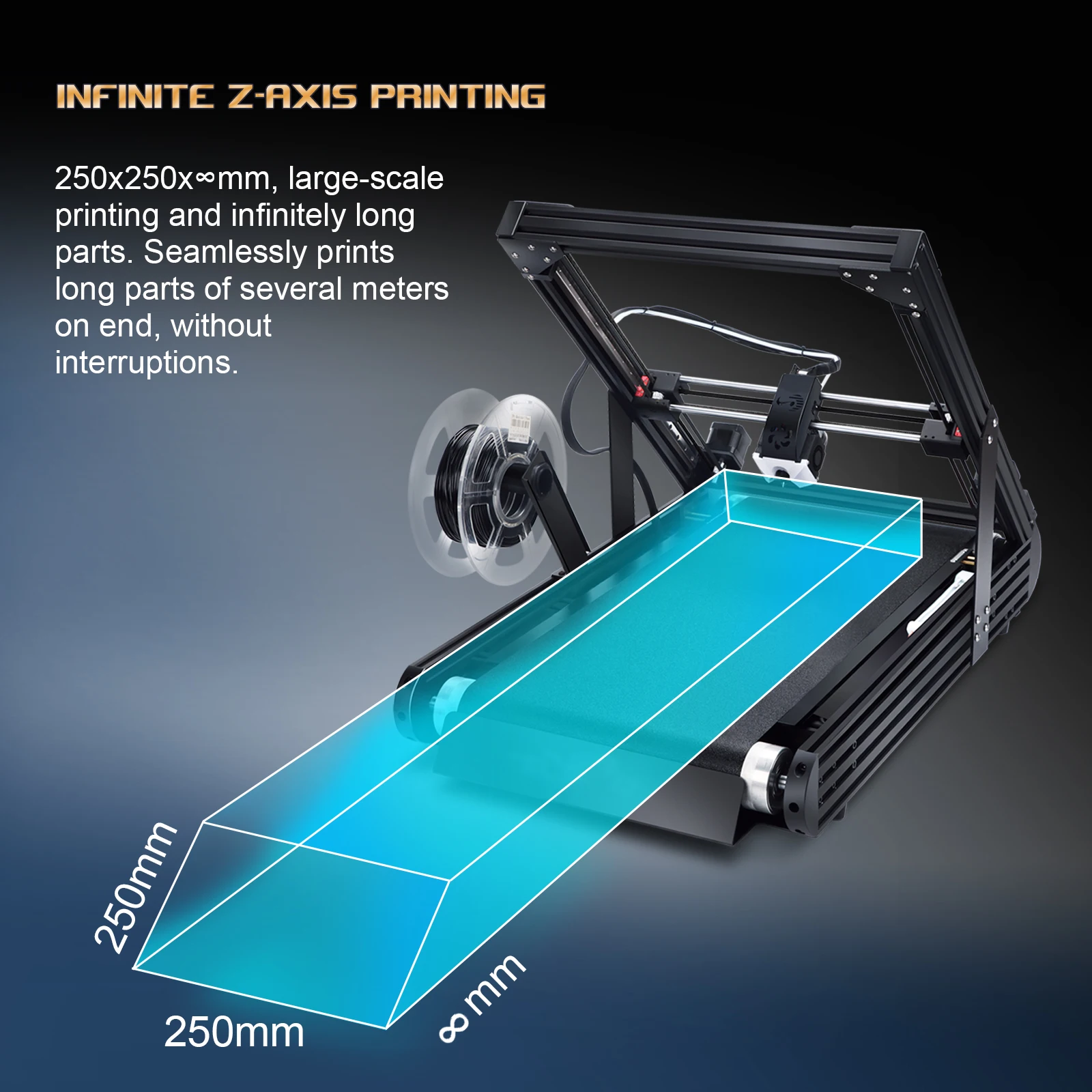 IdeaFormer Upgrade Infinite Z-Axis Steel Conveyor Belt 250×250×∞mm Klipper Firmware Fast Printing Auto Leveling FDM 3D Printer