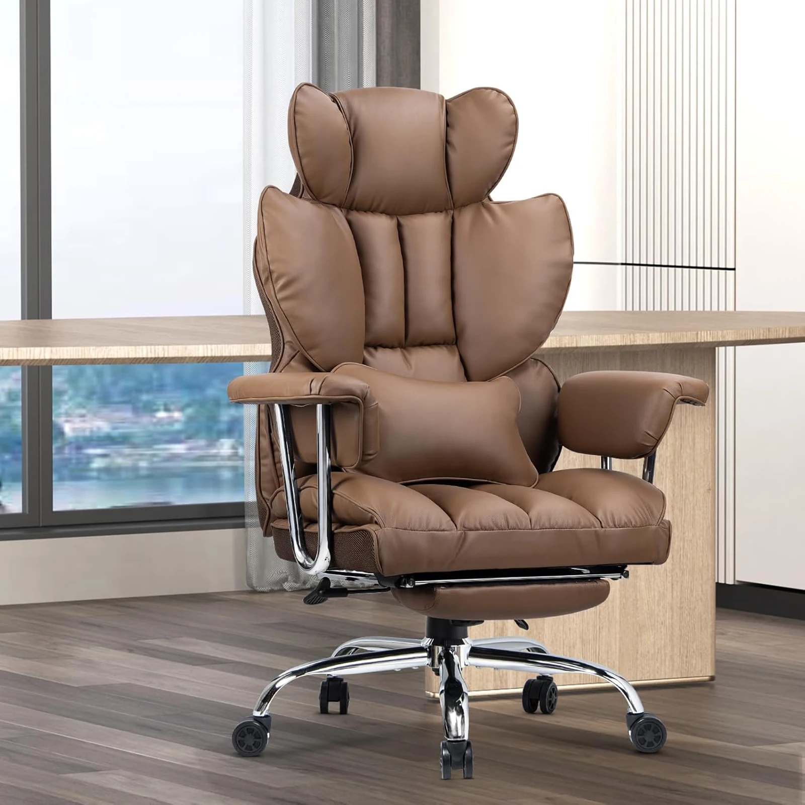 Executive Office Desk Chairs PU Computer Recliner Heavy Duty Leather Chair Home Ergonomic Office Chairs with Footrest