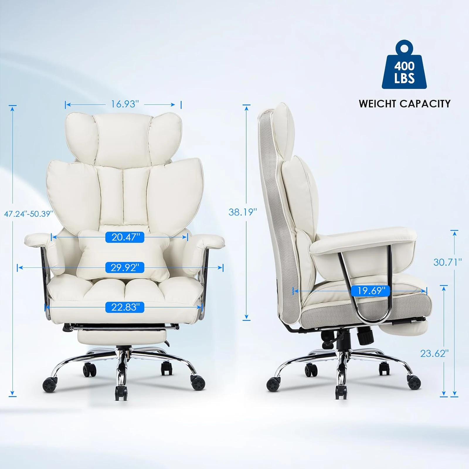 Executive Office Desk Chairs PU Computer Recliner Heavy Duty Leather Chair Home Ergonomic Office Chairs with Footrest