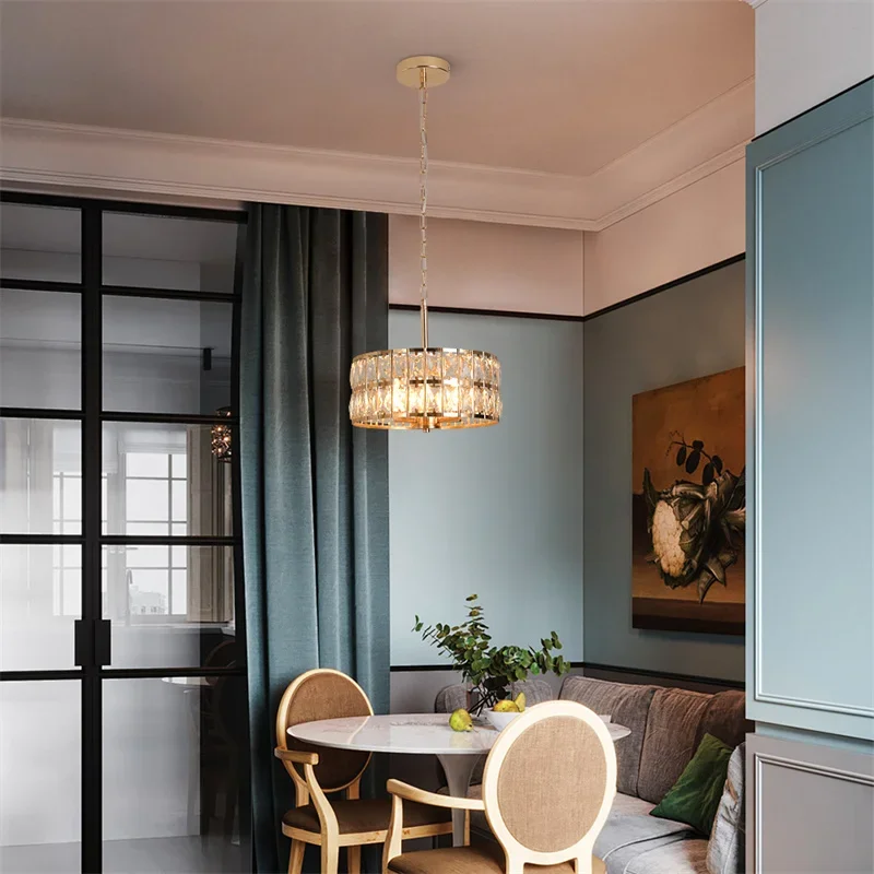 Modern Pendant Light Led Crystal Chandelier Kitchen Island Hanging Ceiling Lamp Living Bedroom Retro Luxury Plafon Home Decorate
