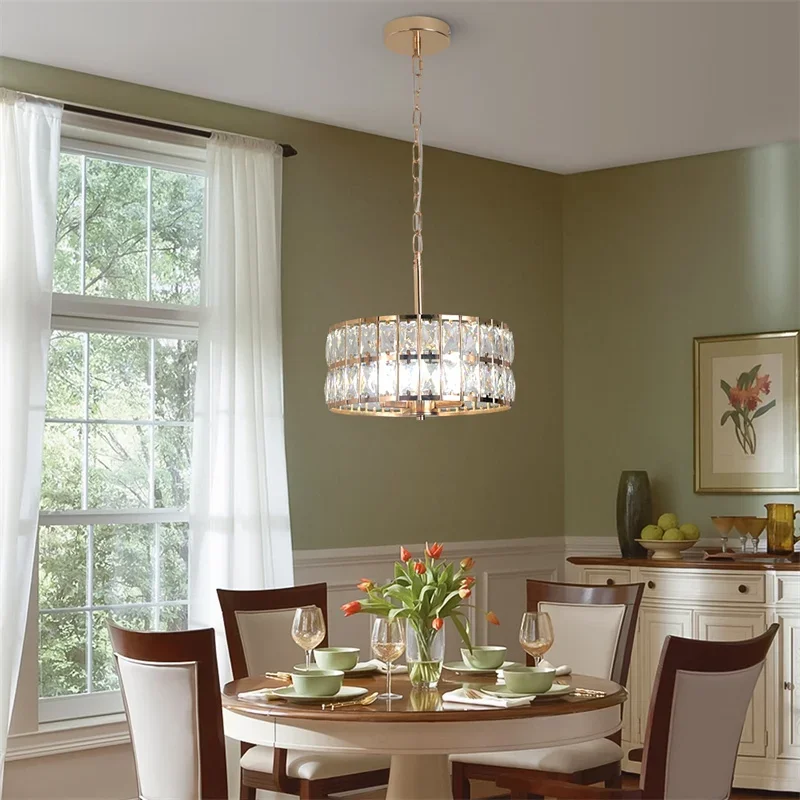 Modern Pendant Light Led Crystal Chandelier Kitchen Island Hanging Ceiling Lamp Living Bedroom Retro Luxury Plafon Home Decorate