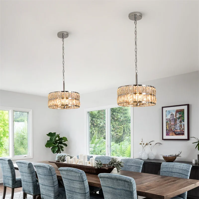 Modern Pendant Light Led Crystal Chandelier Kitchen Island Hanging Ceiling Lamp Living Bedroom Retro Luxury Plafon Home Decorate