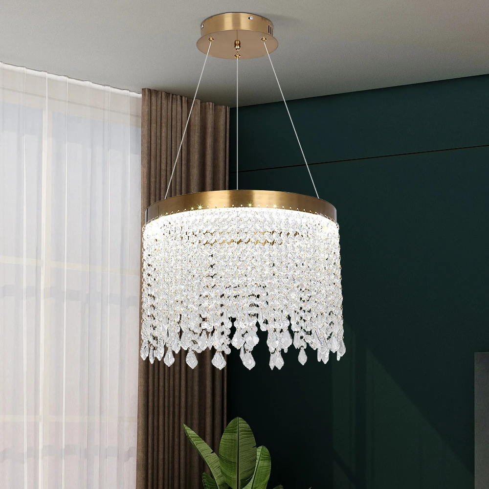 Modern Pendant Light Led Crystal Chandelier Kitchen Island Hanging Ceiling Lamp Living Bedroom Retro Luxury Plafon Home Decorate