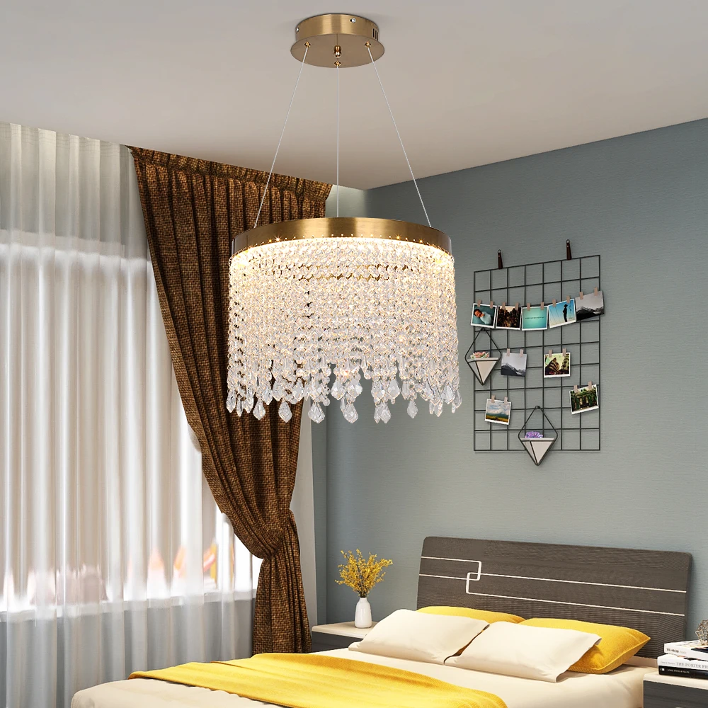 Modern Pendant Light Led Crystal Chandelier Kitchen Island Hanging Ceiling Lamp Living Bedroom Retro Luxury Plafon Home Decorate