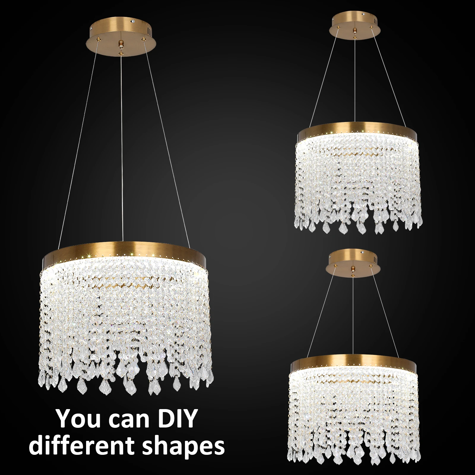 Modern Pendant Light Led Crystal Chandelier Kitchen Island Hanging Ceiling Lamp Living Bedroom Retro Luxury Plafon Home Decorate