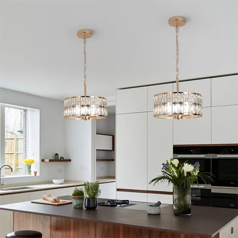 Modern Pendant Light Led Crystal Chandelier Kitchen Island Hanging Ceiling Lamp Living Bedroom Retro Luxury Plafon Home Decorate