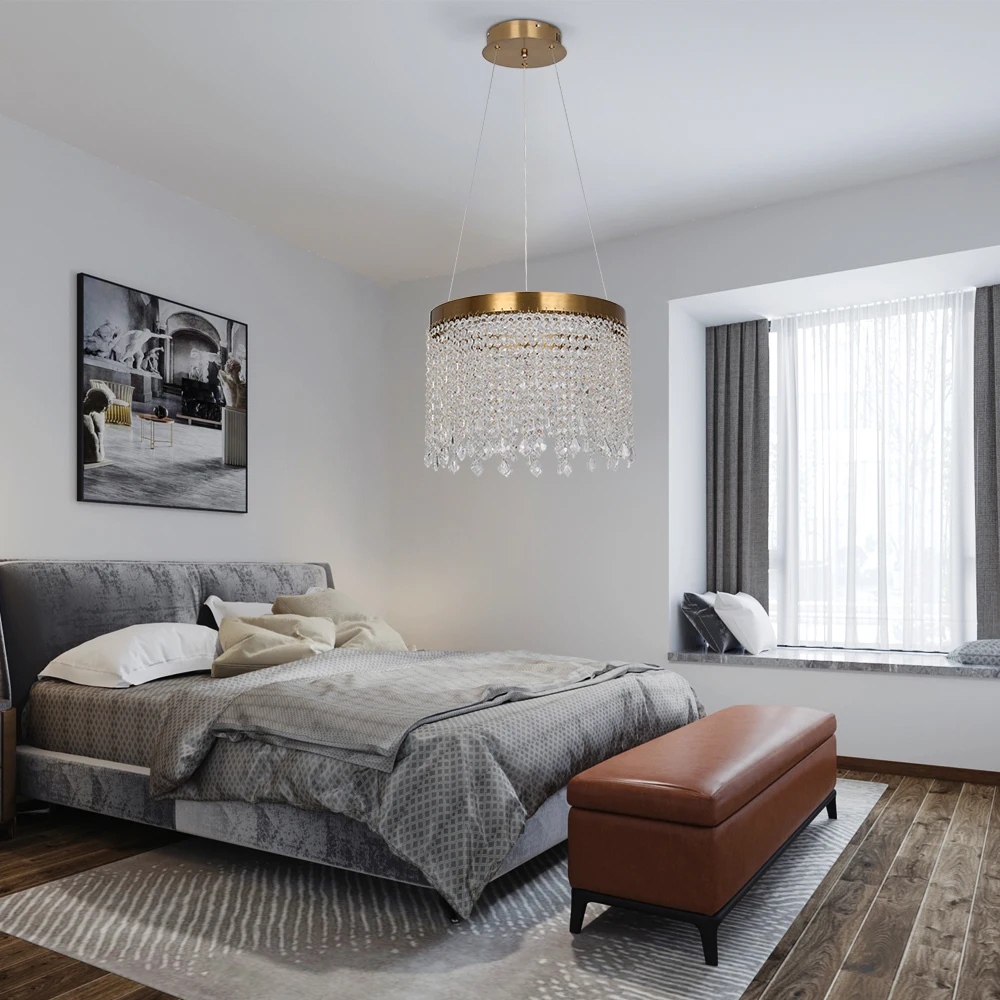 Modern Pendant Light Led Crystal Chandelier Kitchen Island Hanging Ceiling Lamp Living Bedroom Retro Luxury Plafon Home Decorate