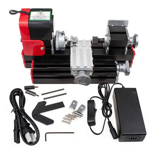 Mini Wood Lathe 12V DC 2A 24W Multi-purpose 20000rpm Metal Rotating Lathe Machine Woodworking Tool DIY Tool