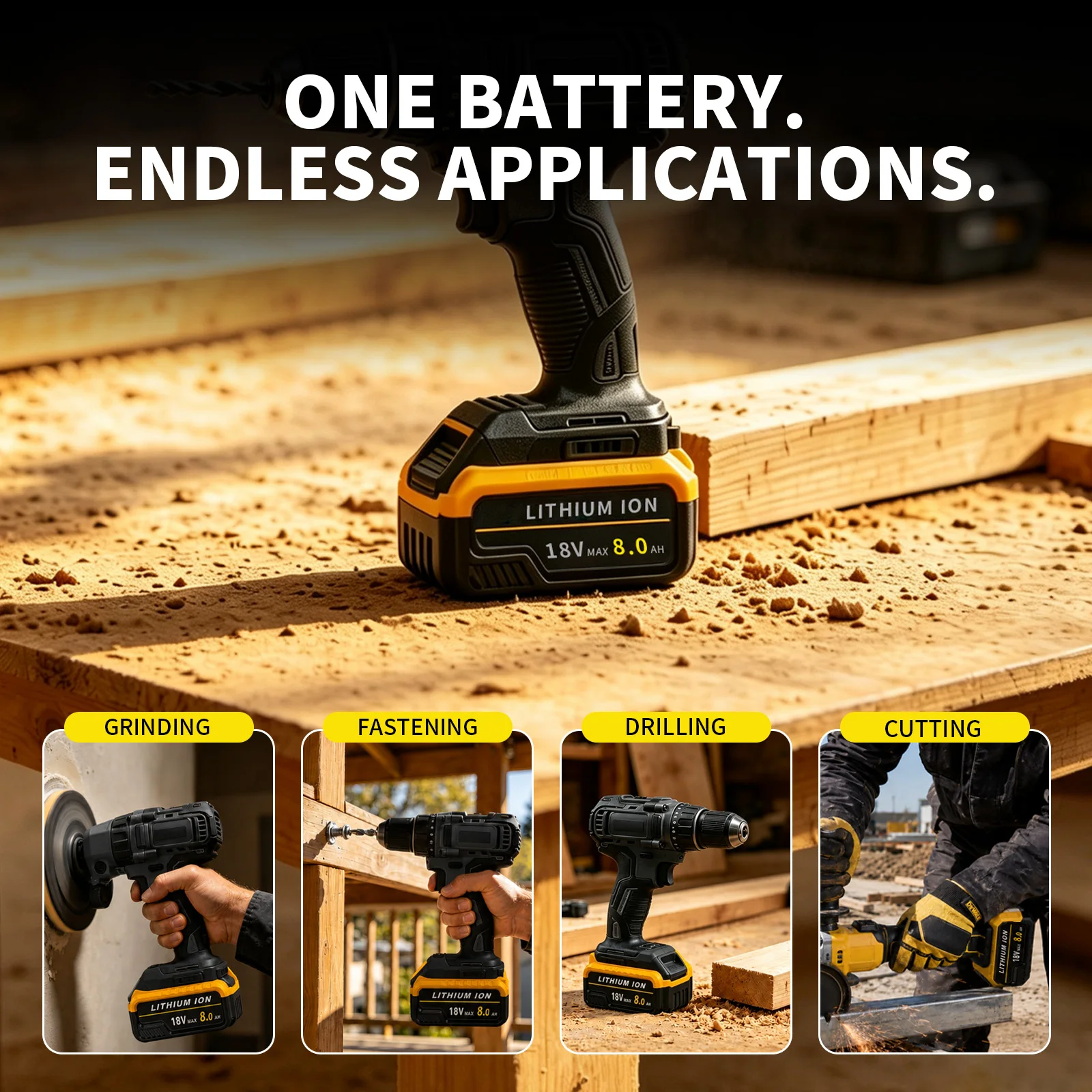 2Pack 8.0Ah Compatible with Dewalt Pin DCB184 18V XR Slide Li-Ion Battery DCB182 DCB183 DCB180 DCB200 Lithium-Ion Power Tool Max
