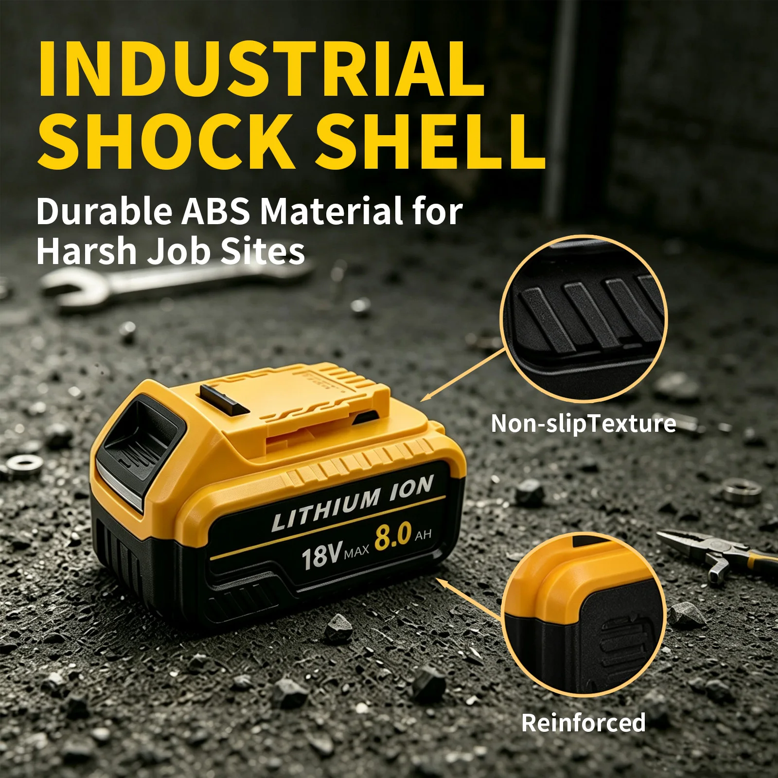 2Pack 8.0Ah Compatible with Dewalt Pin DCB184 18V XR Slide Li-Ion Battery DCB182 DCB183 DCB180 DCB200 Lithium-Ion Power Tool Max