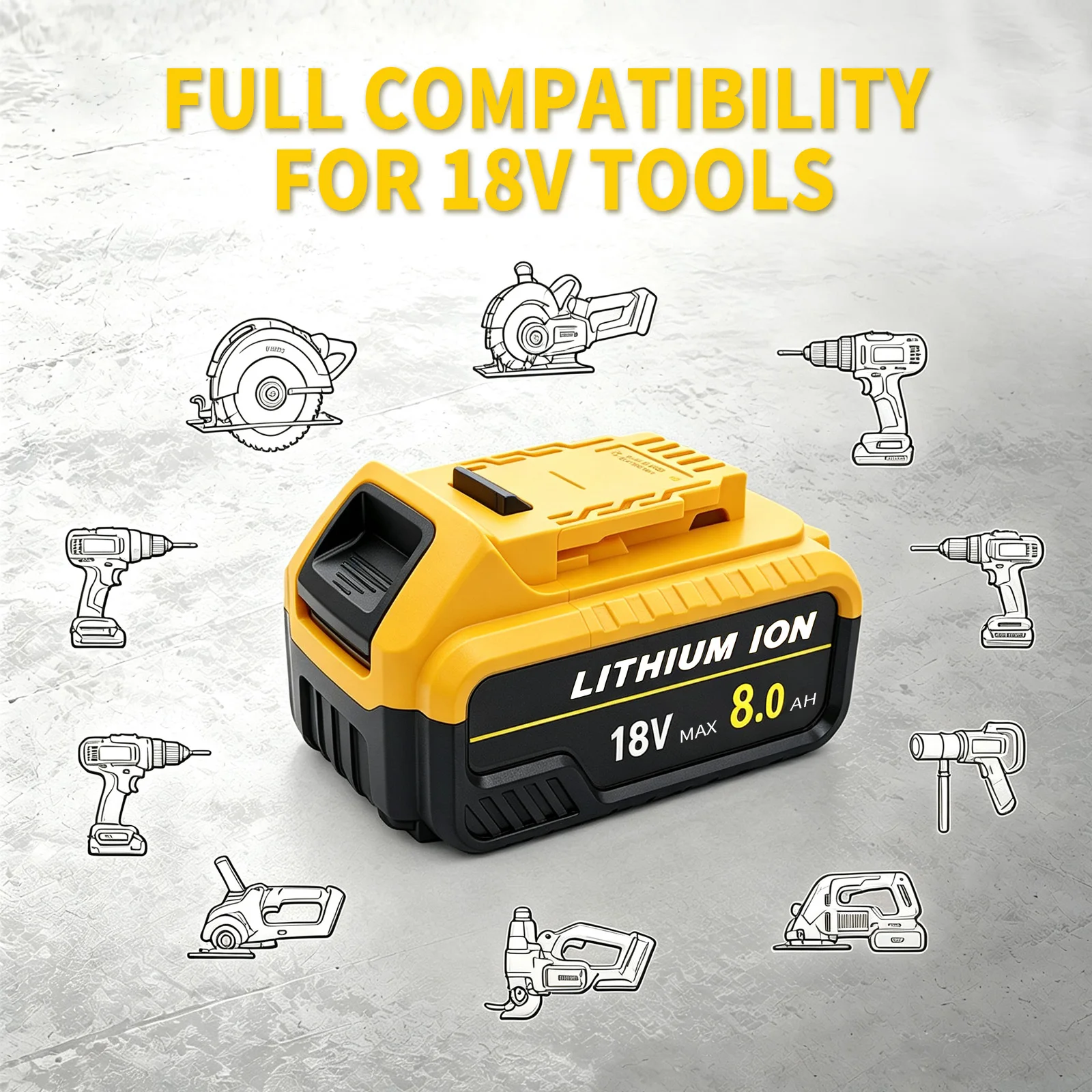 2Pack 8.0Ah Compatible with Dewalt Pin DCB184 18V XR Slide Li-Ion Battery DCB182 DCB183 DCB180 DCB200 Lithium-Ion Power Tool Max