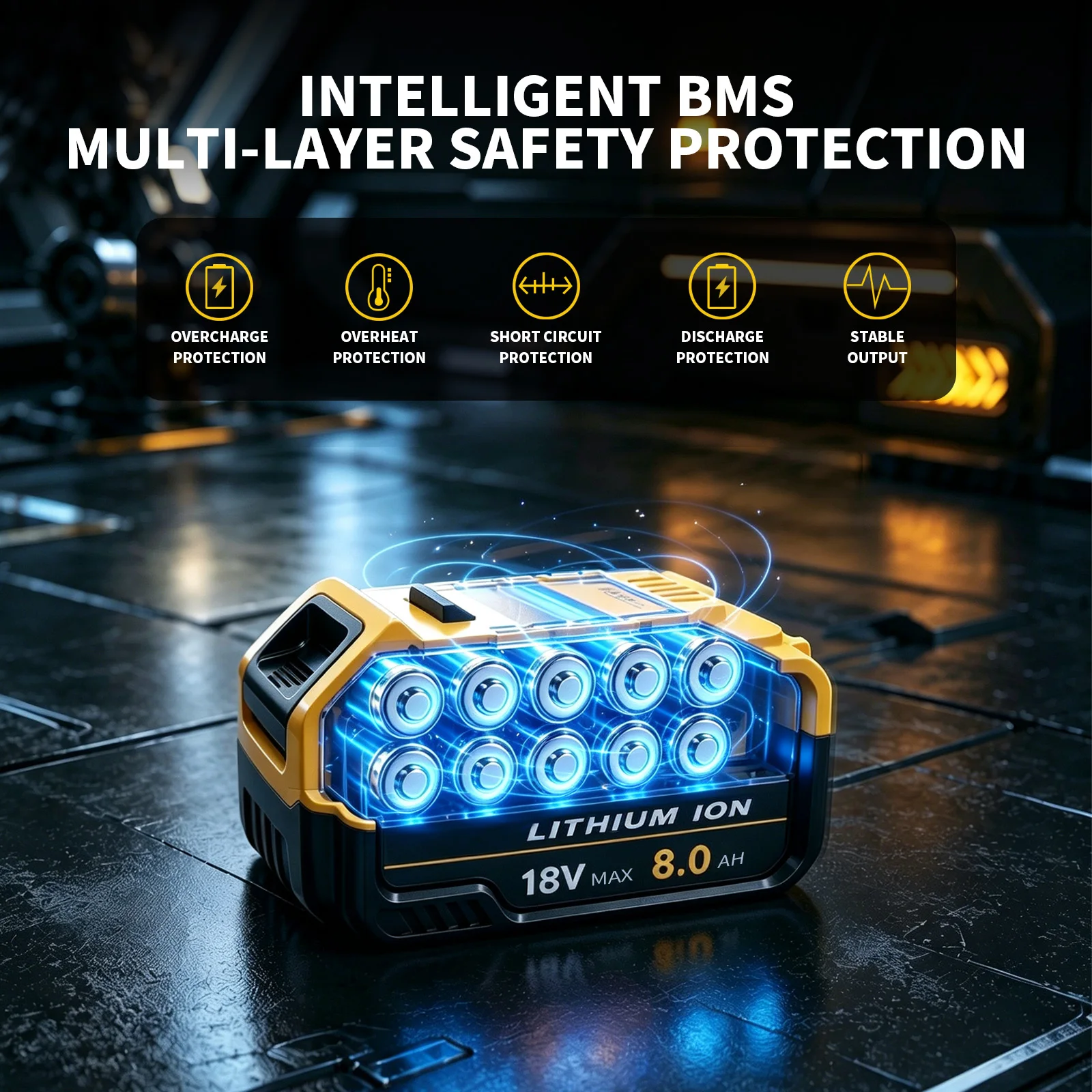 2Pack 8.0Ah Compatible with Dewalt Pin DCB184 18V XR Slide Li-Ion Battery DCB182 DCB183 DCB180 DCB200 Lithium-Ion Power Tool Max