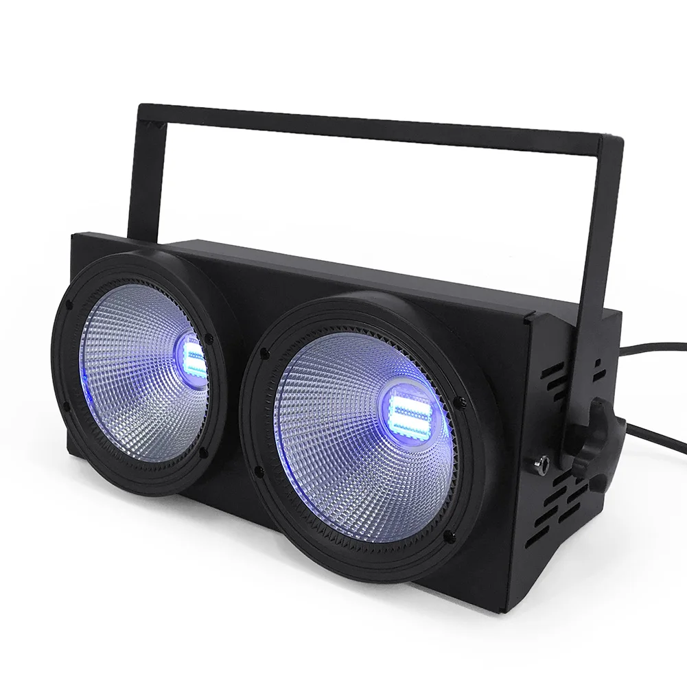 COB 2x100W RGBWA+UV 6in1 Blinder Strobe  Stage Light Audience Blinder For DJ Disco Wedding Party Lighting