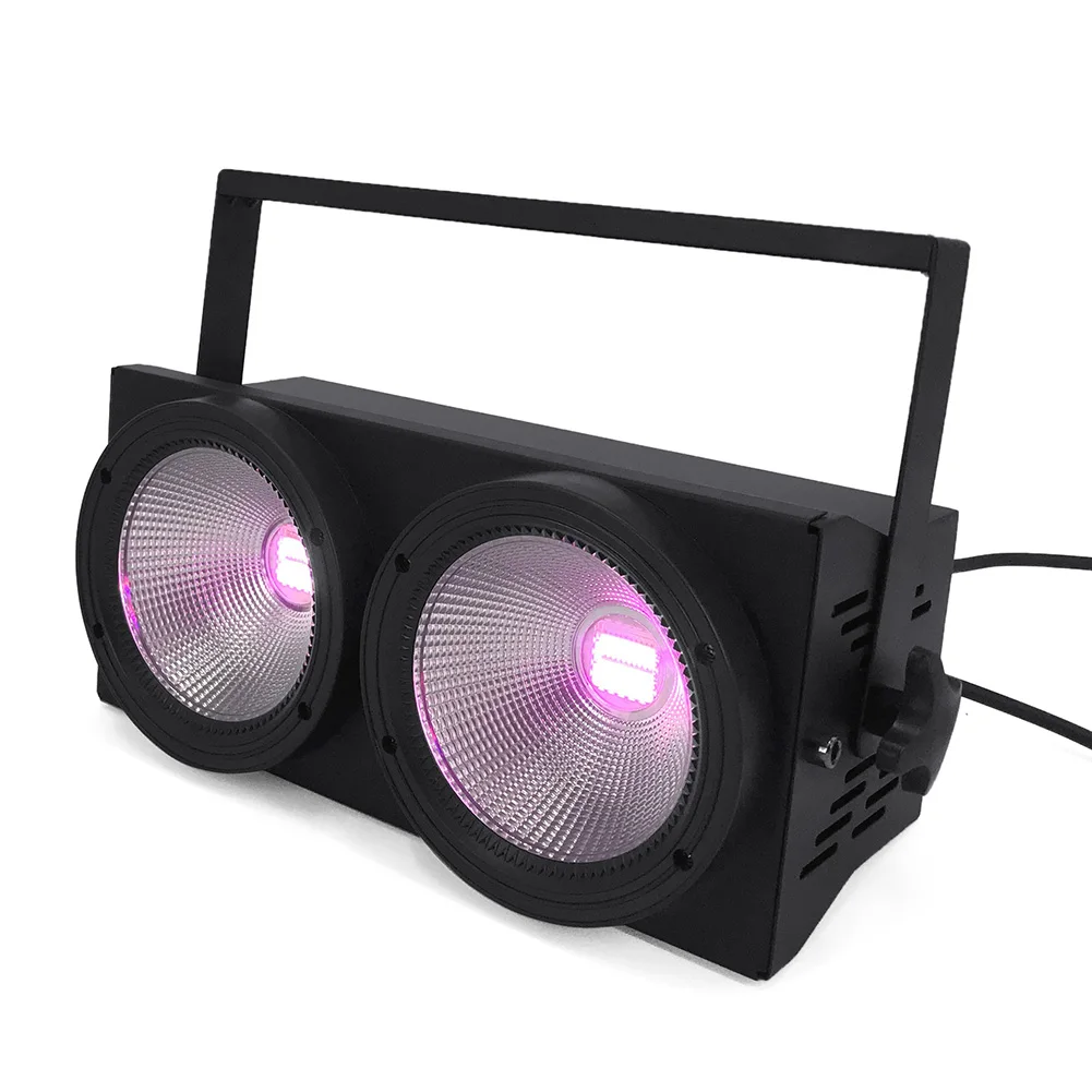 COB 2x100W RGBWA+UV 6in1 Blinder Strobe  Stage Light Audience Blinder For DJ Disco Wedding Party Lighting
