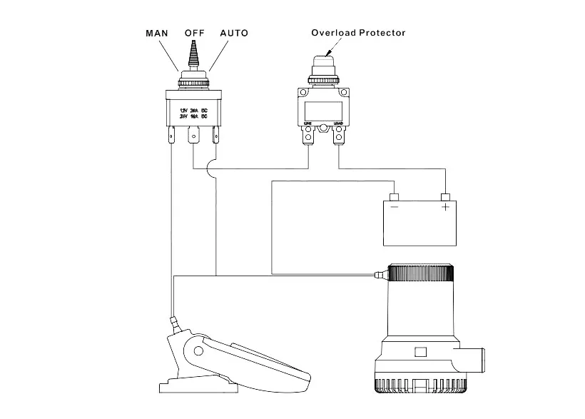 3 Way Bilge Pump Switch Panel Auto Off Manual 12V 24V with Built in 15A Circuit Breaker
