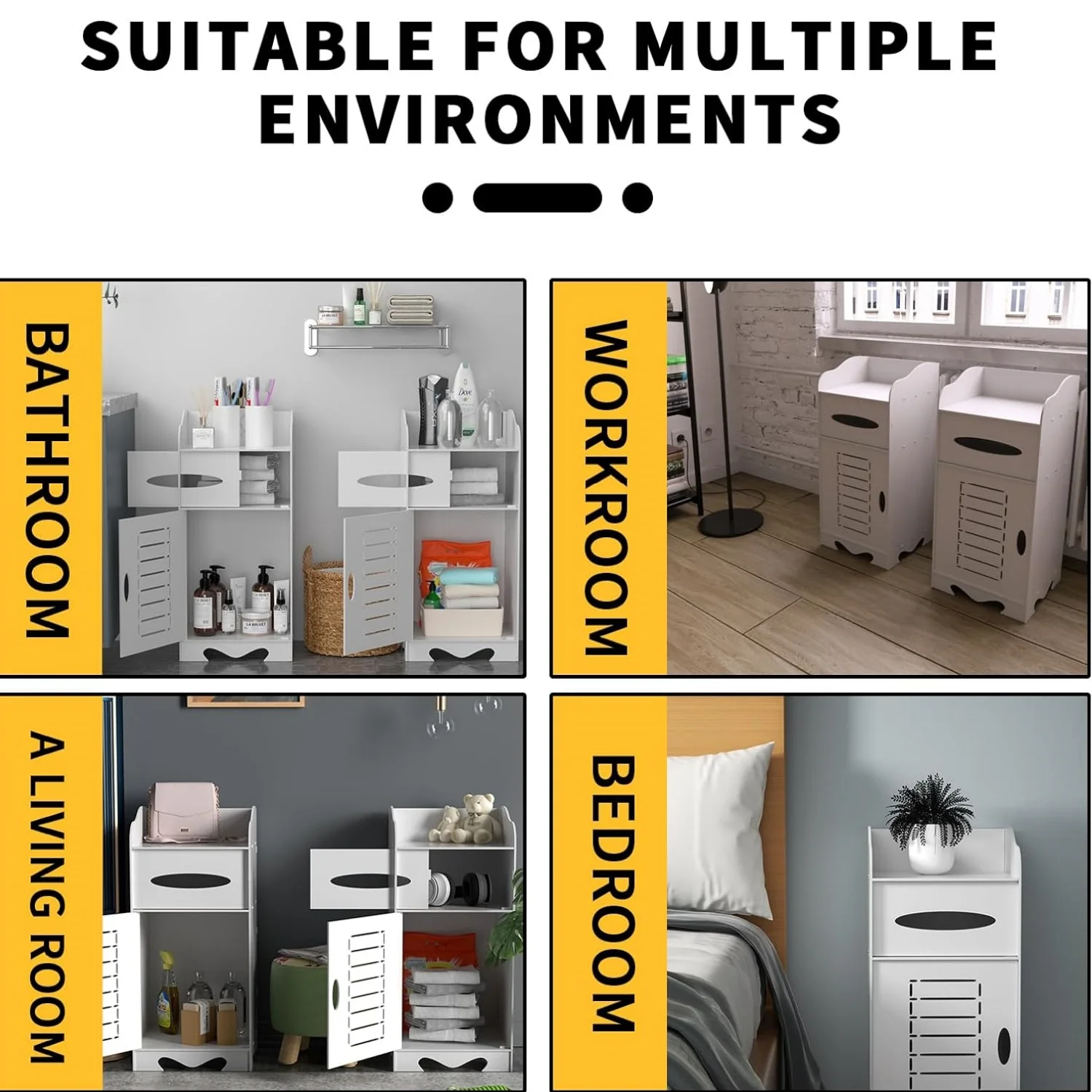 White Waterproof Bathroom Storage Cabinet with Door & Shelves,Free Standing Floor Cabinet for Bathroom, Kitchen, Laundry Room