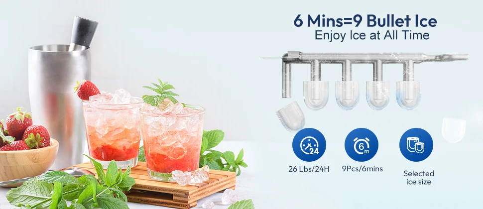 Portable Ice Maker Self-Cleaning Ice Maker Machine with Handle, 12KG in 24Hrs, 2 Sizes Ice Cubes , Scoop & Basket Included, 1.4L