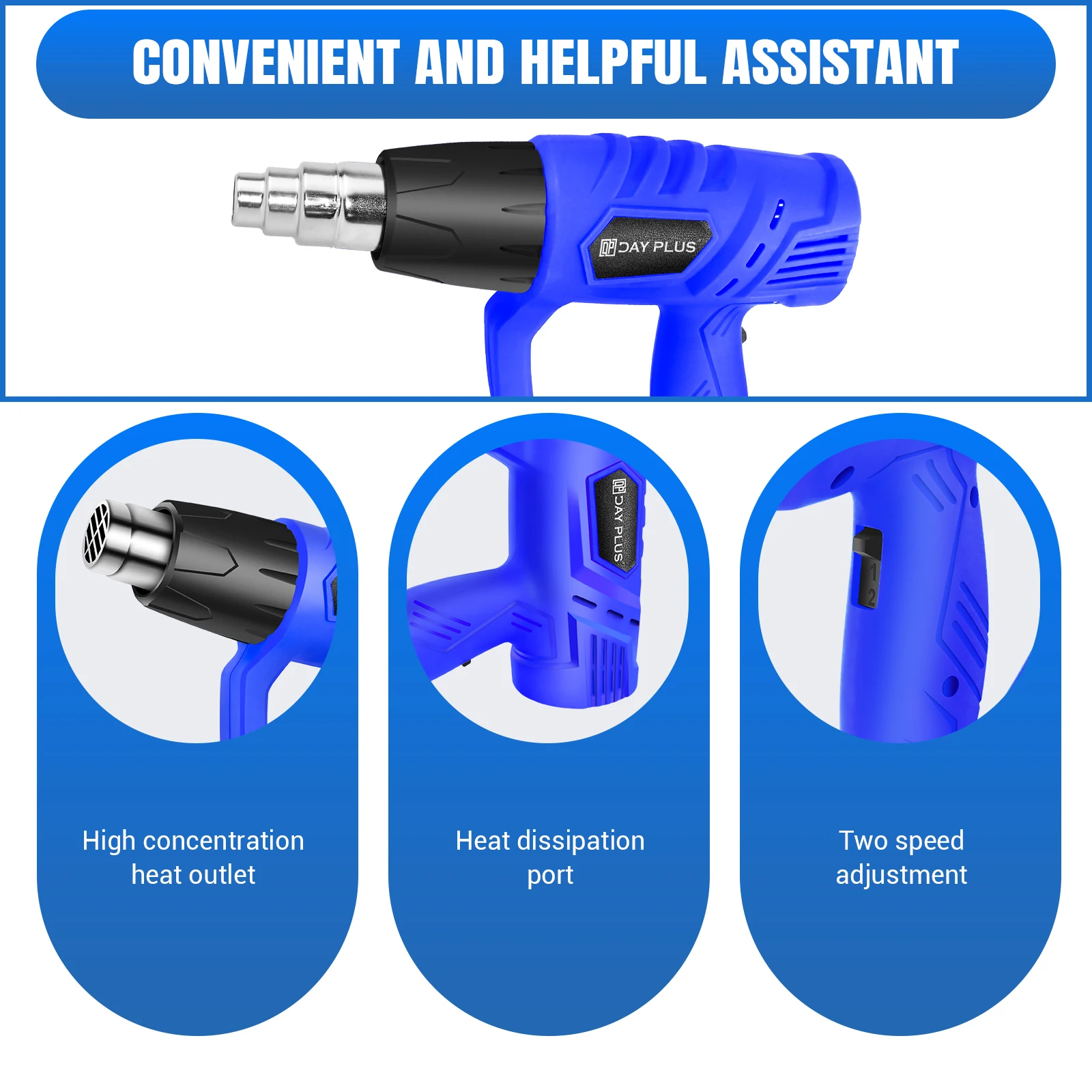 2000W Heat Gun Various Temperature Control 140℉ to 1112℉ Heavy Duty Heat Gun with 4 Nozzles Welding Heat Gun,DIY Project