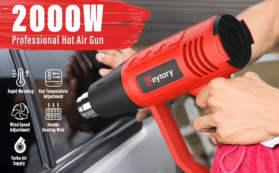 2000W Heat Gun Various Temperature Control 140℉ to 1112℉ Heavy Duty Heat Gun with 4 Nozzles Welding Heat Gun,DIY Project