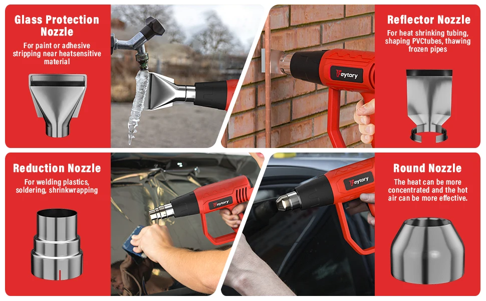 2000W Heat Gun Various Temperature Control 140℉ to 1112℉ Heavy Duty Heat Gun with 4 Nozzles Welding Heat Gun,DIY Project