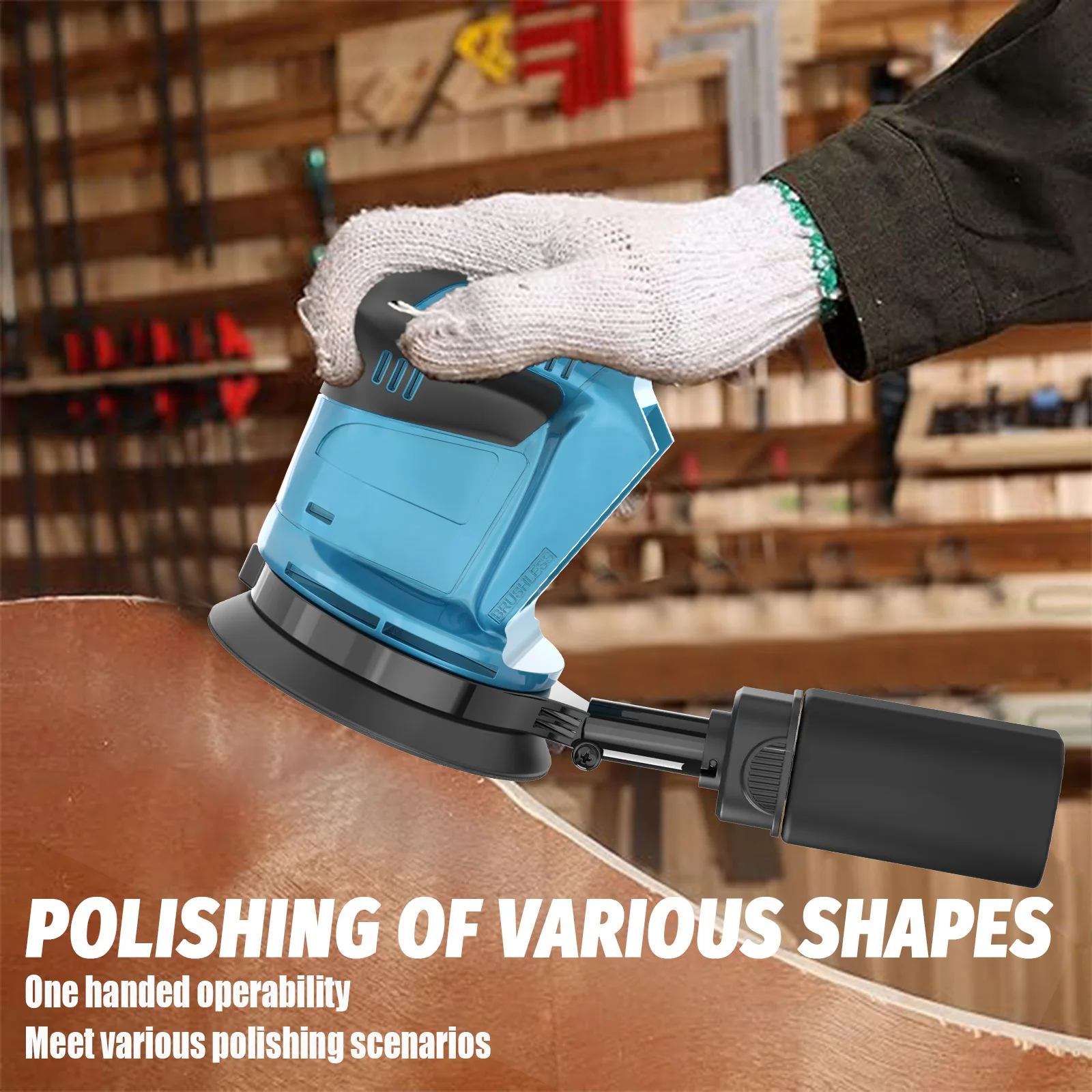 2 Battery Cordless Random Orbital Sander 125mm, Brushless Eccentric Orbital Sander 6 Speed with Dust Bag Replace for Makita 18v