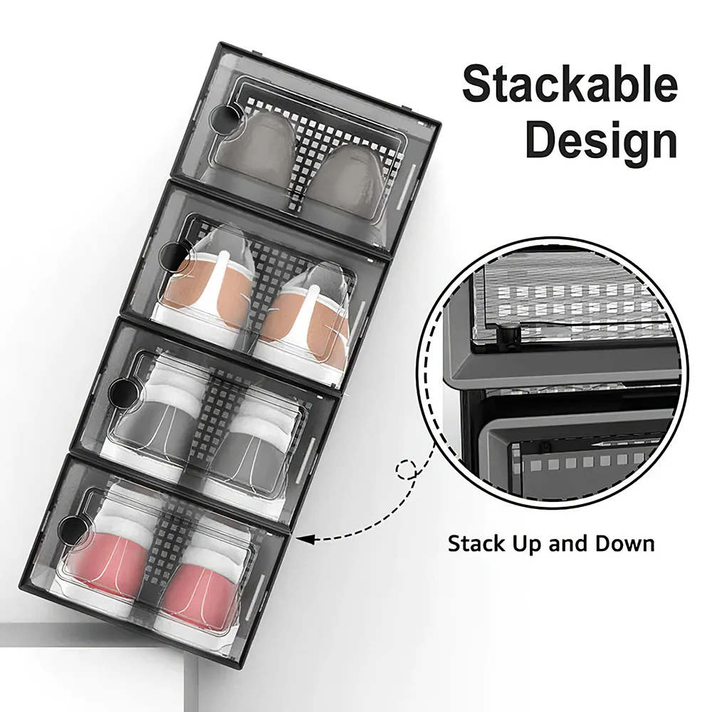 12x stackable transparent shoe box storage box multi-layer assembly storage rack shoe cabinet