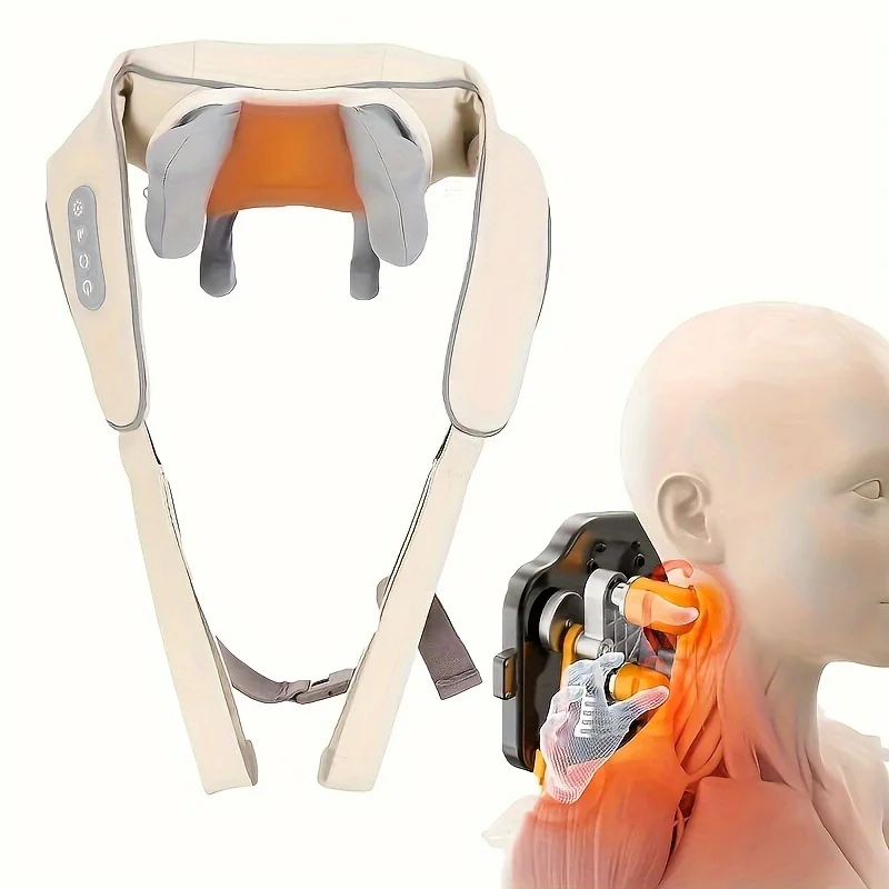 Electric Neck Shoulder Massager Wireless Trapezius Muscles Back Massage Pillow Cervical Back Massage Shawl for Parents Gifts