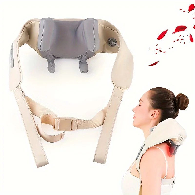 Electric Neck Shoulder Massager Wireless Trapezius Muscles Back Massage Pillow Cervical Back Massage Shawl for Parents Gifts